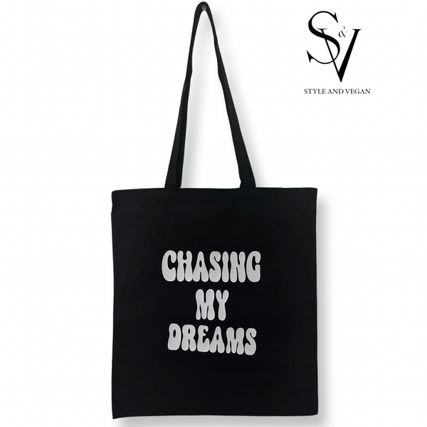 Chasing My Dreams Black Tote Bag