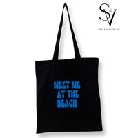 Meet Me At The Beach Black Tote Bag