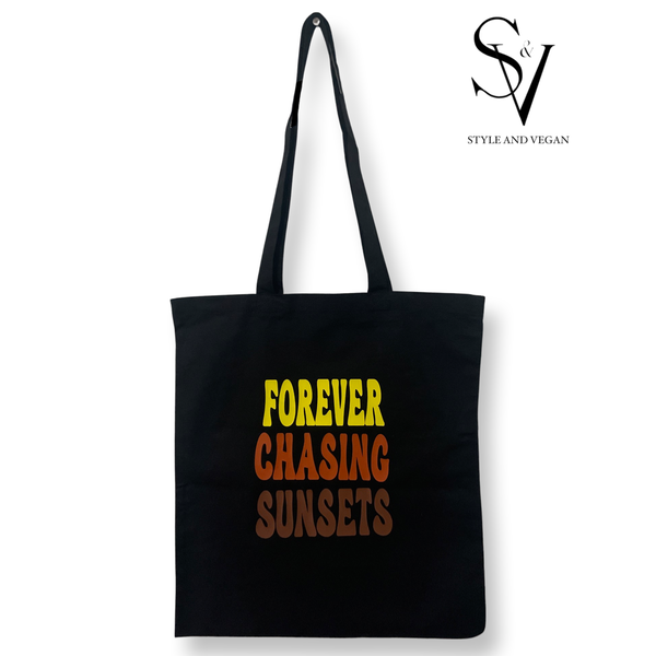 Forever Chasing Sunsets- Black Tote Bag