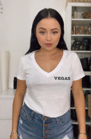White Vegan V-neck Fitted T-shirt